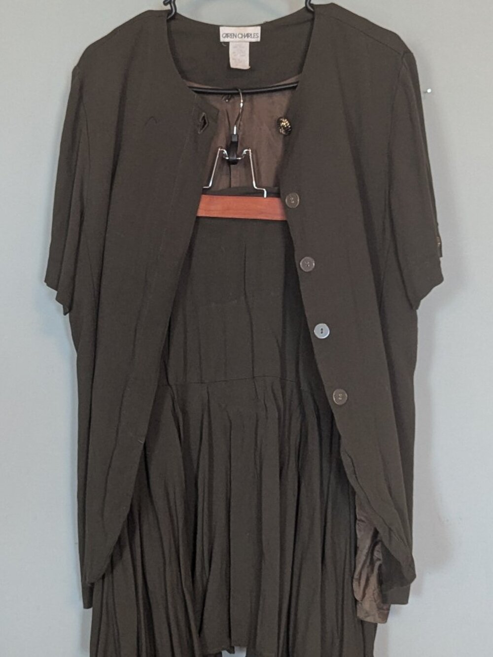 Vintage olive green skirt suit